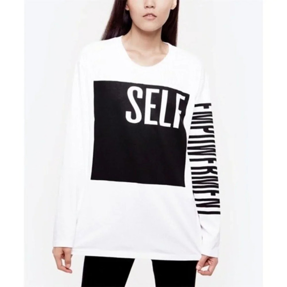 BY ZENDAYA White & Black 'Self Empowerment' Long-Sleeve Tee - Picture 2 of 9